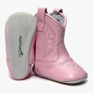 Pink Baby Cowboy Boots - Soft Leather Kids Shoes